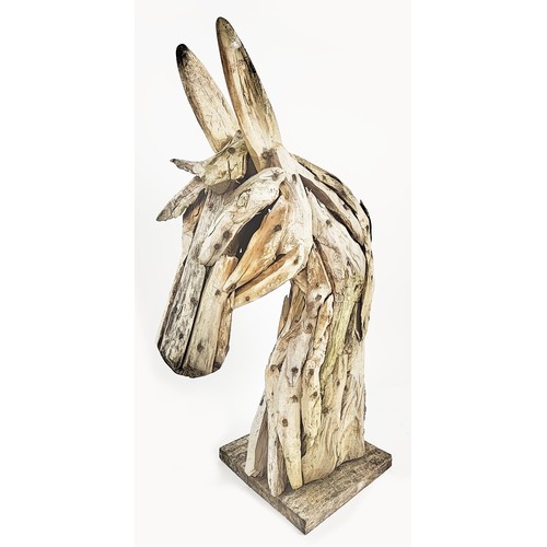 15 - DRIFTWOOD HORSE HEAD SCULPTURE, 78cm H.