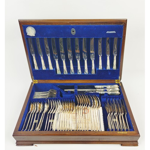 32 - A MAPPIN & WEBB CANTEEN OF CUTLERY, silver plated, comprising six place settings, including, dinner ... 