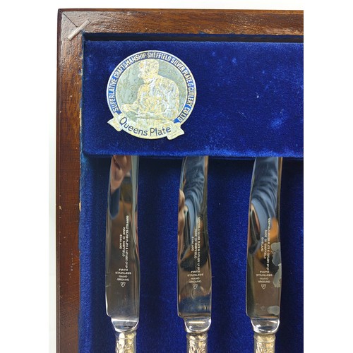 32 - A MAPPIN & WEBB CANTEEN OF CUTLERY, silver plated, comprising six place settings, including, dinner ... 