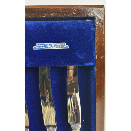 32 - A MAPPIN & WEBB CANTEEN OF CUTLERY, silver plated, comprising six place settings, including, dinner ... 