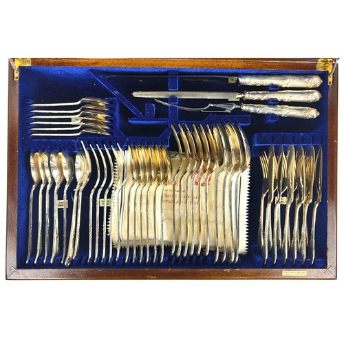 32 - A MAPPIN & WEBB CANTEEN OF CUTLERY, silver plated, comprising six place settings, including, dinner ... 