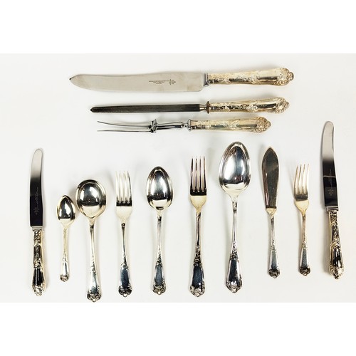 32 - A MAPPIN & WEBB CANTEEN OF CUTLERY, silver plated, comprising six place settings, including, dinner ... 