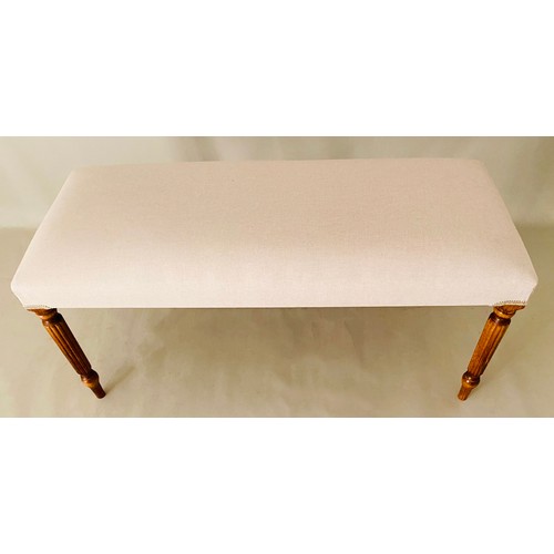 376 - WINDOW SEAT, neutral linen upholstery, 48cm x 100cm x 40cm.