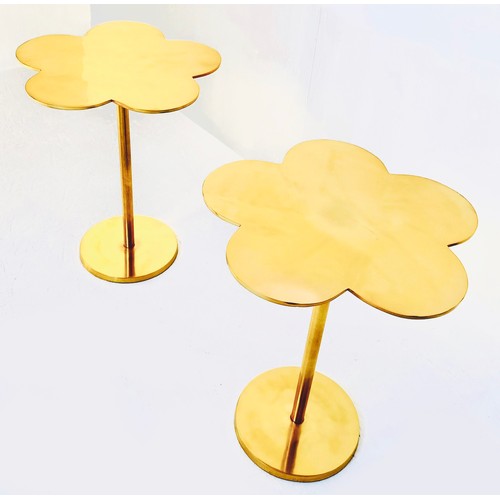 383 - SIDE TABLES, a pair, gilt metal clover leaf design, 51cm x 41cm x 41cm. (2)