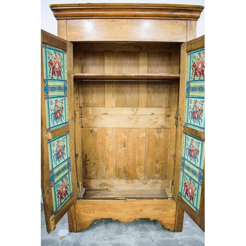 525 - ARMOIRE, mid 19th century continental walnut with two doors enclosing a shelf and hanging rail, 20cm... 