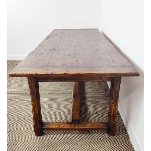 529 - REFECTORY TABLE, traditionally made oak, with single drawer, 224cm W x 90cm D x 77cm H.