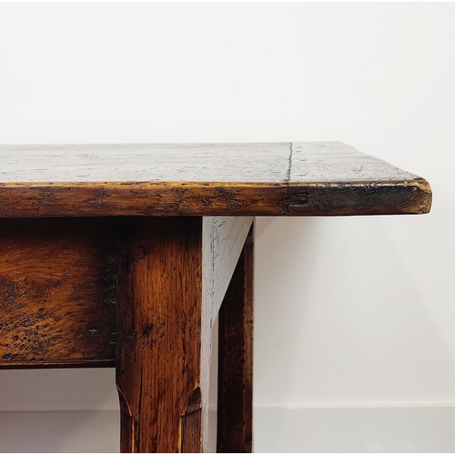 529 - REFECTORY TABLE, traditionally made oak, with single drawer, 224cm W x 90cm D x 77cm H.