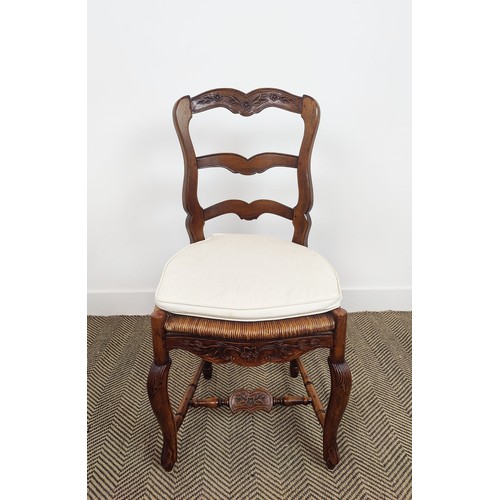 530 - DINING CHAIRS, a set of eight, including two armchairs with ladder backs in Louis XV provincial styl... 