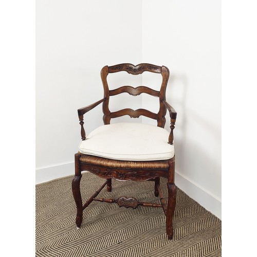 530 - DINING CHAIRS, a set of eight, including two armchairs with ladder backs in Louis XV provincial styl... 