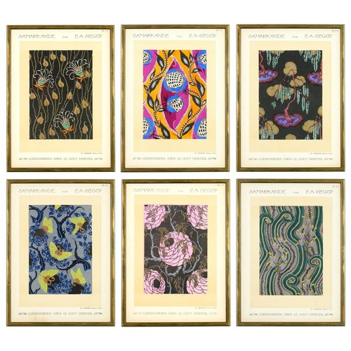 85 - EMILE A SEGUY, a set of six pochoir, stylized motifs from nature, rare suite: Samarkande, circa 1914... 