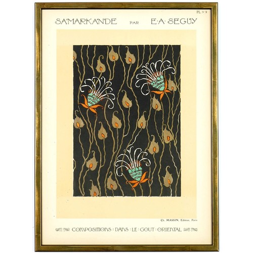 85 - EMILE A SEGUY, a set of six pochoir, stylized motifs from nature, rare suite: Samarkande, circa 1914... 