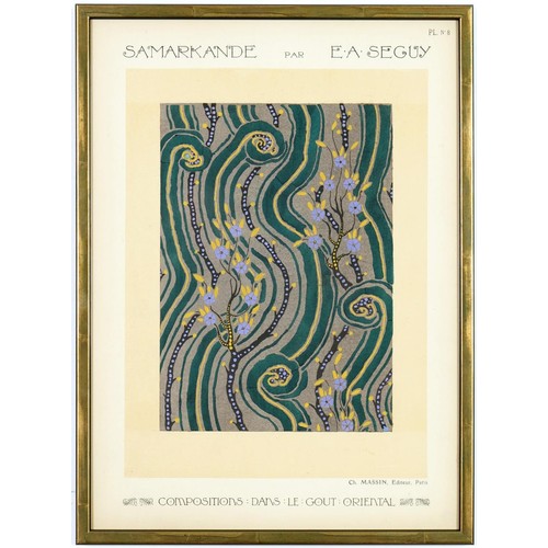 85 - EMILE A SEGUY, a set of six pochoir, stylized motifs from nature, rare suite: Samarkande, circa 1914... 