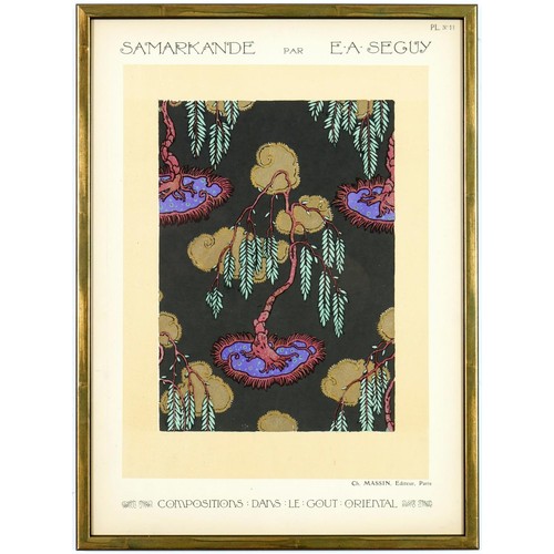 85 - EMILE A SEGUY, a set of six pochoir, stylized motifs from nature, rare suite: Samarkande, circa 1914... 