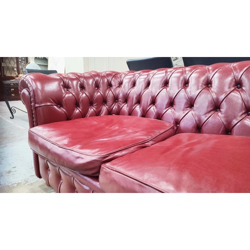 300 - CHESTERFIELD SOFA, red leather buttoned back, 172cm W x 87cm D x 75cm H.