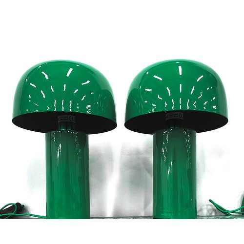 305 - TABLE LAMPS, a pair, 1950's Italian style, green lacquered metal, 38cm H. (2)