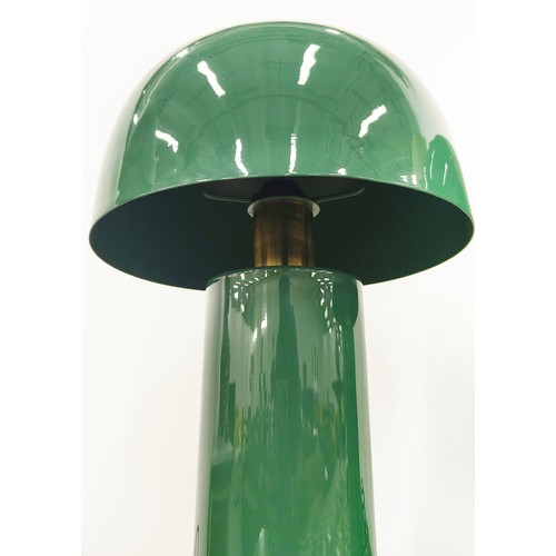 305 - TABLE LAMPS, a pair, 1950's Italian style, green lacquered metal, 38cm H. (2)