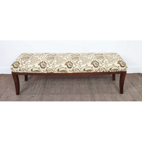 520 - FOOTSTOOL, with floral upholstery, 49cm H x 39cm x 138cm.