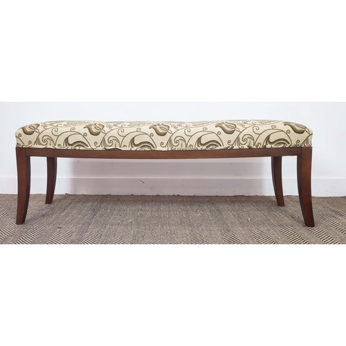 520 - FOOTSTOOL, with floral upholstery, 49cm H x 39cm x 138cm.