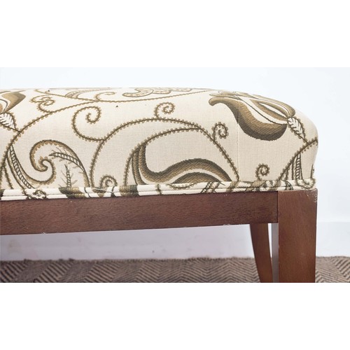 520 - FOOTSTOOL, with floral upholstery, 49cm H x 39cm x 138cm.