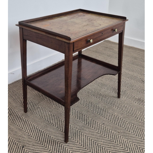 184 - WRITING TABLE, early 19th century Georgian mahogany with leather top, drawer and undertier 76cm H x ... 