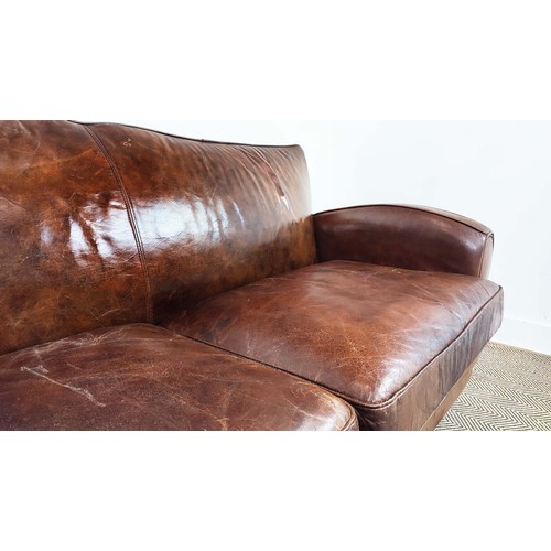 278 - HALO SOFA, brown leather, 90cm H x 202cm W