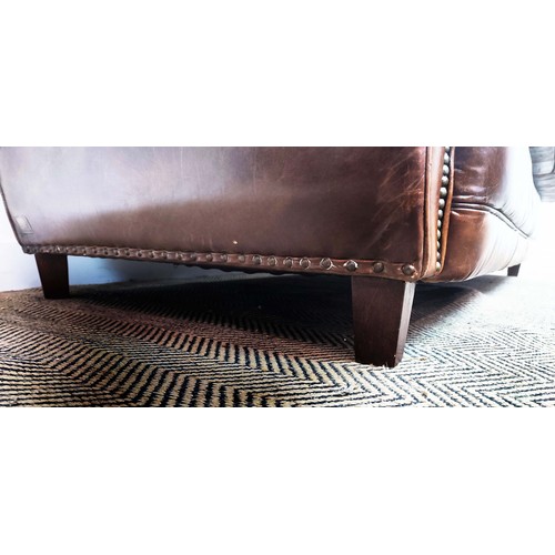 278 - HALO SOFA, brown leather, 90cm H x 202cm W