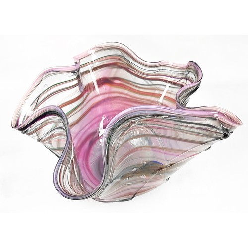 29 - GLASS CENTRE PIECES, two, Murano style, 40cm W x 32cm H. (2)