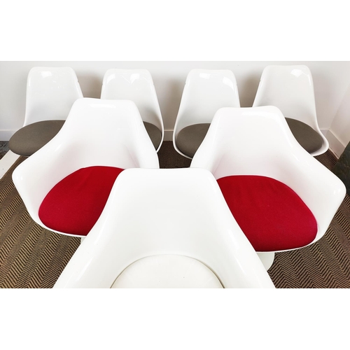 410 - AFTER EERO SAARINEN TULIP STYLE CHAIRS, a set of four, 80cm H approx and three matched tulip style a... 