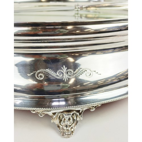 23 - A SILVER PLATED CAKE STAND, early 20th century, in carrying case, cake stand, 13cm H x 44cm diam.