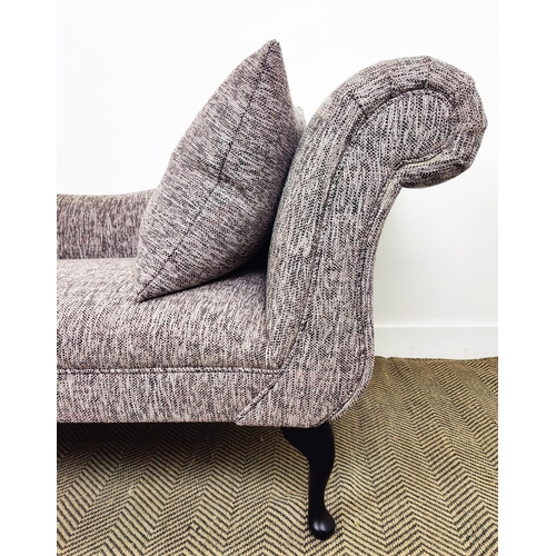 318 - CHAISE LOUNGE, grey fabric upholstered, 175cm x 65cm x 80cm.