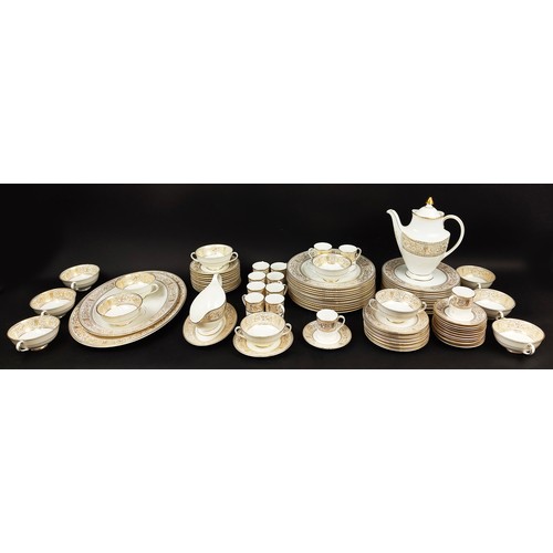 28 - ROYAL DOULTON 'SOVEREIGN' DINNER SERVICE, comprising twelve dinner plates, twelve salad plates, twel... 