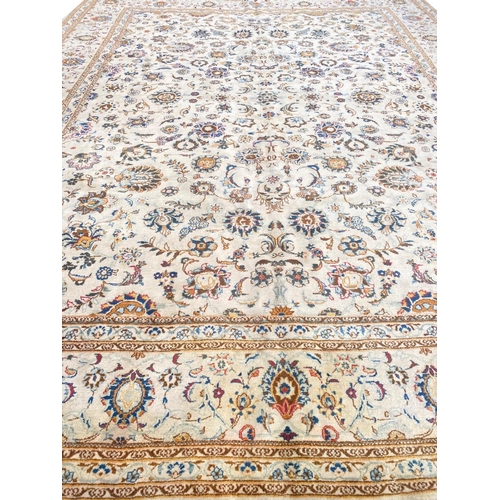 111 - ANTIQUE PERSIAN KASHAN CARPET, 390cm x 307cm.