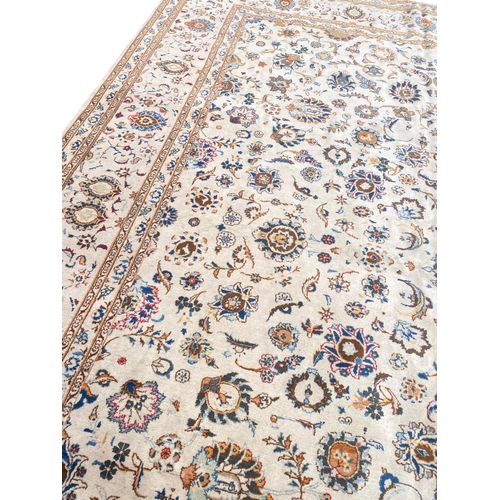 111 - ANTIQUE PERSIAN KASHAN CARPET, 390cm x 307cm.