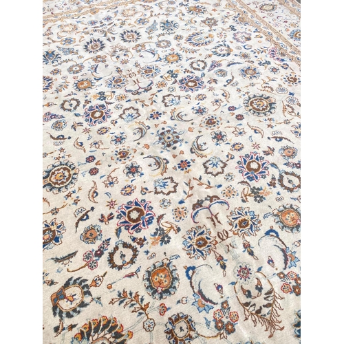 111 - ANTIQUE PERSIAN KASHAN CARPET, 390cm x 307cm.