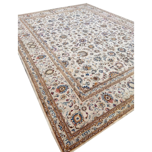 111 - ANTIQUE PERSIAN KASHAN CARPET, 390cm x 307cm.