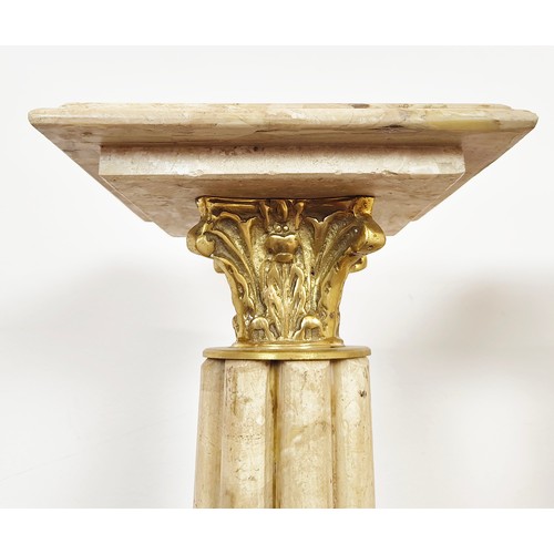 451 - PEDESTAL COLUMNS, a pair, marble and gilt metal, 104cm H x 26cm. (2)