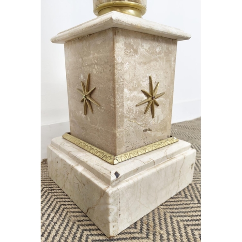 451 - PEDESTAL COLUMNS, a pair, marble and gilt metal, 104cm H x 26cm. (2)