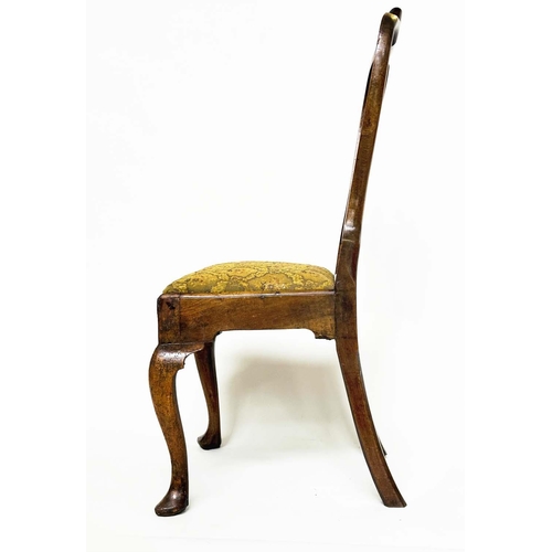 121 - QUEEN ANNE SIDE CHAIR, early 18th century English walnut, with drop in Persian upholstered seat and ... 