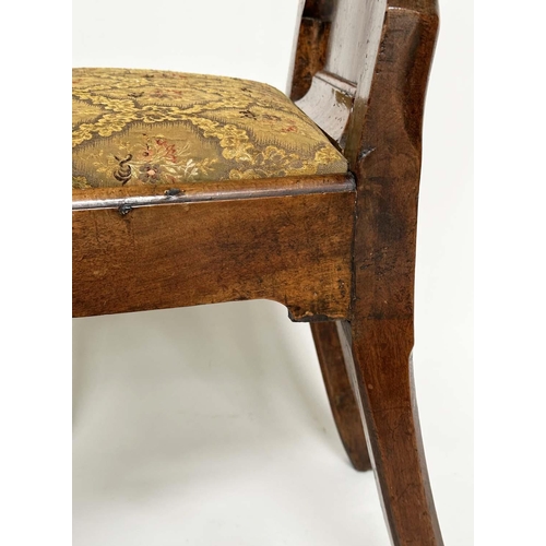 121 - QUEEN ANNE SIDE CHAIR, early 18th century English walnut, with drop in Persian upholstered seat and ... 