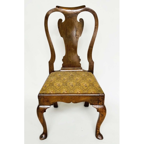 121 - QUEEN ANNE SIDE CHAIR, early 18th century English walnut, with drop in Persian upholstered seat and ... 