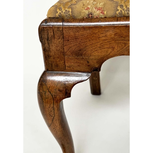 121 - QUEEN ANNE SIDE CHAIR, early 18th century English walnut, with drop in Persian upholstered seat and ... 