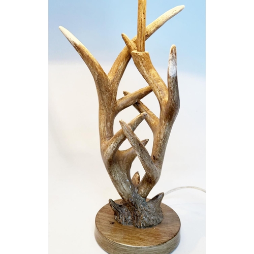 133 - ANTLER LAMPS, a pair, with faux antler bases and pleated shades, 64cm H. (2)