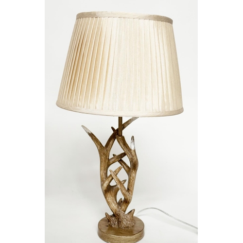 133 - ANTLER LAMPS, a pair, with faux antler bases and pleated shades, 64cm H. (2)