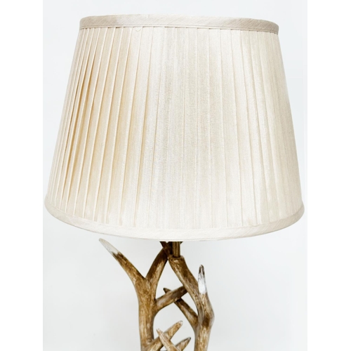 133 - ANTLER LAMPS, a pair, with faux antler bases and pleated shades, 64cm H. (2)