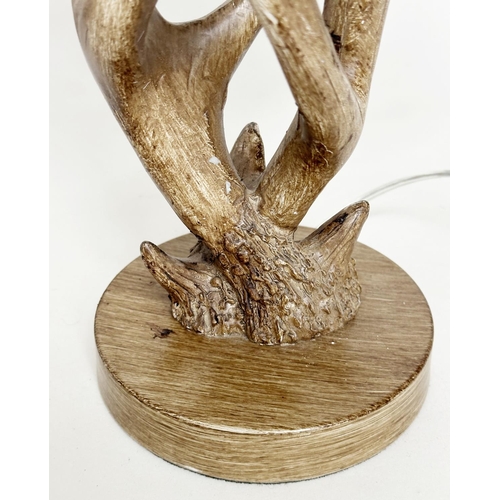 133 - ANTLER LAMPS, a pair, with faux antler bases and pleated shades, 64cm H. (2)