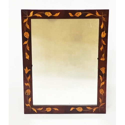 144 - DUTCH WALL MIRROR, early 19th century Dutch mahogany and foliate satinwood marquetry, 51cm W x 64cm ... 