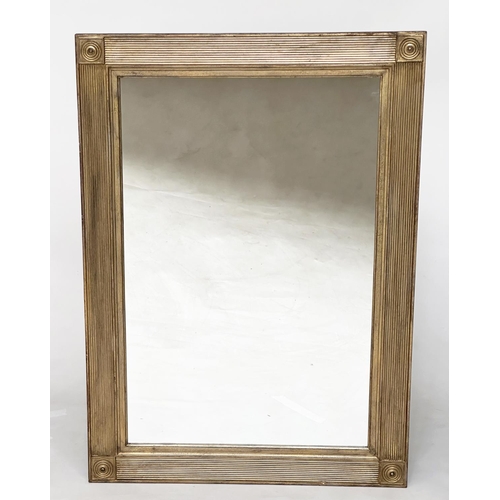 146 - WALL MIRROR, rectangular Regency style giltwood and gesso marbled with reeded frame and corner round... 