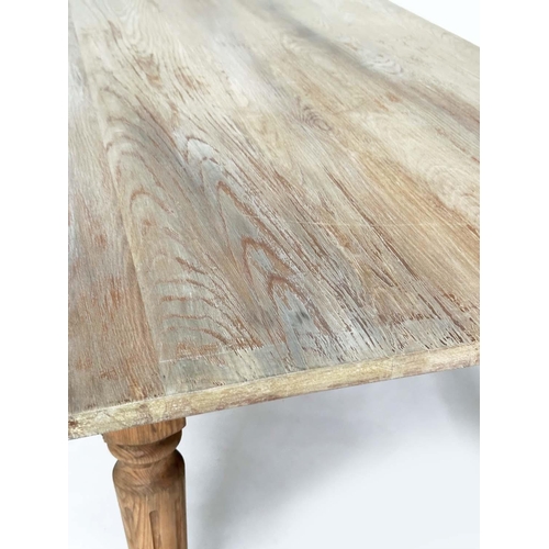 147 - FARMHOUSE/REFECTORY TABLE, vintage planked pine with substantial fluted supports, 183cm W x 77cm D x... 