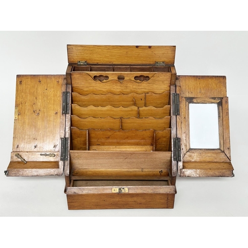 160 - STATIONERY BOXES, Victorian burr walnut with sloping two door front, fitted interior and blind botto... 