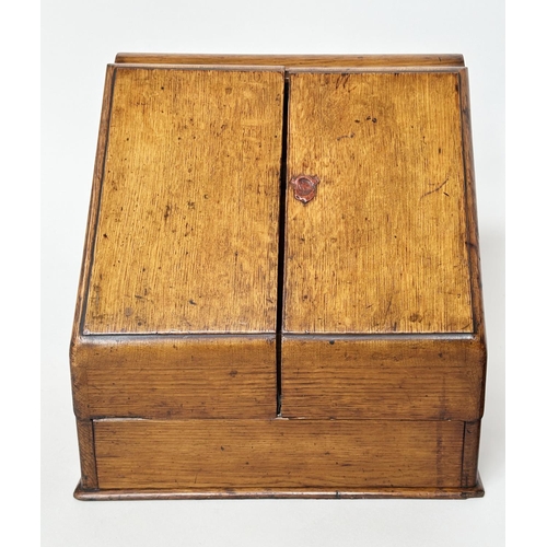 160 - STATIONERY BOXES, Victorian burr walnut with sloping two door front, fitted interior and blind botto... 